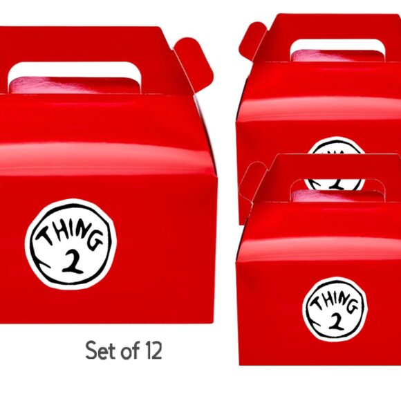 Thing 2 Gable Gift Box Custom Set of 12 6.3 x 6.3 x 3.5 - Picture 3 of 5